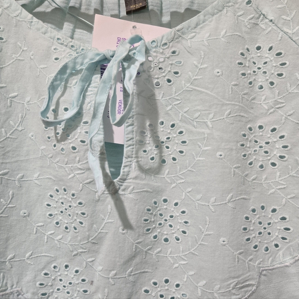 NWT Style & Co women's peasant blouse eyelet trim tie-neck size M - Picture 7 of 8